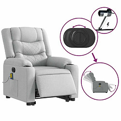 Maison Chic Fauteuil Relax pour salon, Fauteuil inclinable de massage électrique Gris clair Tissu -GKD72738 pas cher