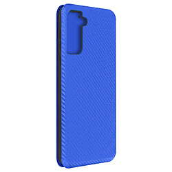 Avizar Housse Galaxy S21 Plus Clapet Porte-carte Dragonne Effet Carbone bleu nuit