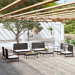 vidaXL Salon de jardin 8 pcs avec coussins résine tressée noir