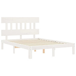 Maison Chic Cadre/structure de lit avec tête de lit pour adulte - Lit Moderne Chambre blanc petit double bois massif -MN10723 pas cher