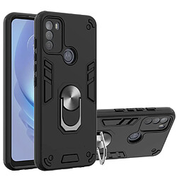 Coque en TPU antichoc, hybride avec béquille à anneau rotatif noir pour votre Motorola Moto G50