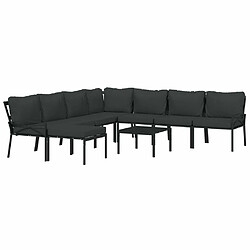 Avis Maison Chic Salon de jardin 9 pcs + coussins - Mobilier/Meubles de jardin - Table et chaises d'extérieur gris acier -MN17139