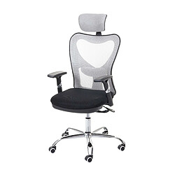 Decoshop26 Fauteuil de bureau ergonomique pivotant fonction bascule capacité de charge 150 kg tissu maille noir-gris 04_0001827