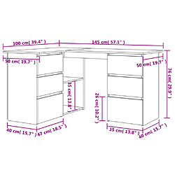 vidaXL Bureau d'angle Chêne sonoma 145x100x76 cm Bois d'ingénierie pas cher