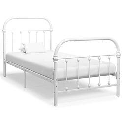 Maison Chic Lit adulte - Lit simple Cadre de lit,Structure du lit Contemporain Blanc Métal 100 x 200 cm -MN49157