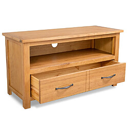 Helloshop26 Meuble télé buffet tv télévision design pratique 90 cm bois de chêne massif 2502089