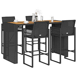 vidaXL Ensemble de bar de jardin 5 pcs sans coussins noir poly rotin