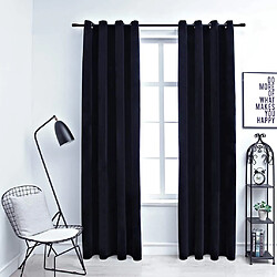 vidaXL Rideaux occultants avec anneaux 2 pcs Velours Noir 140x245 cm