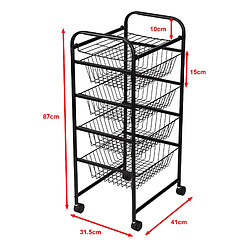 Helloshop26 Chariot de cuisine roulant 87 x 41 x 31,5 cm avec 4 paniers noir 03_0006794