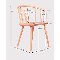 Nest Dream Lot de 2 chaises rustiques avec accoudoirs pour la salle à manger - Organic pas cher