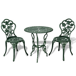 Maison Chic Jeu de bistro 3 pcs,Mobilier d'extérieur,table de bistro et chaises Aluminium coulé Vert -GKD143244