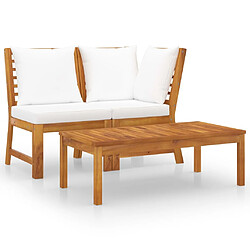 Maison Chic Salon de jardin 3 pcs - Table et chaises d'extérieur - Mobilier/Meubles de jardin Moderne avec coussin crème Bois d'acacia solide -MN97863