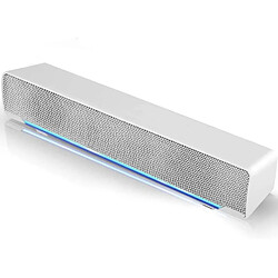 Universal Haut-parleurs YH-PC, barre de son USB Mini, subwoofer portable, boîte de musique LED câblée avec double pilote, basse pure pour ordinateurs de bureau connectés aux ax (blanc) de 3,5 mm (blanc)