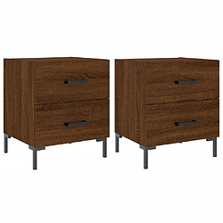 Maison Chic Lot de 2 Tables de chevet,Table de nuit,Table d'appoint pour salon chêne marron 40x35x47,5 cm -MN54934