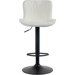 Avis Decoshop26 Tabouret de bar chaise haute x1 avec coutures décoratives en tissu crème pieds en métal noir 10_0005176