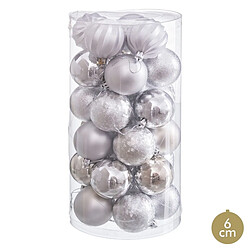 BigBuy Home Boules de Noël Argenté Plastique Ø 6 cm (30 Unités)