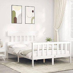 Maison Chic Cadre/structure de lit avec tête de lit pour adulte - Lit Moderne Chambre blanc petit double bois massif -MN44499