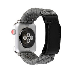 Wewoo Bande de montre-bracelet en nylon véritable corde de parapluie en avec boucle en acier inoxydable pour Apple Watch série 3 & 2 & 1 42mm gris pas cher