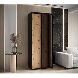 Abiks Meble Armoire LANKO 1 À Portes Coulissantes 235,2/120/45 2 Portes (Noir/Artisan)