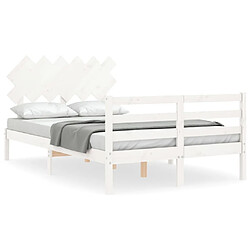 Maison Chic Lit adulte - Cadre Structure de lit avec tête de lit Contemporain blanc 120x200 cm bois massif -MN56895