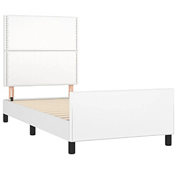 Acheter Maison Chic Lit adulte - Cadre Structure de lit avec tête de lit Contemporain Blanc 90x190 cm Similicuir -MN98798