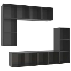 Maison Chic Ensemble de meubles TV 4 pcs pour salon - Gris brillant Bois d'ingénierie -MN12097