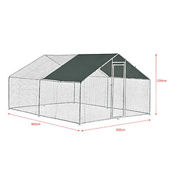 Acheter Enclos Extérieur Volière Acier Galvanisé 3 x 4 x 2 m Argent Vert Foncé [pro.tec]