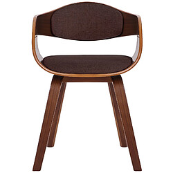 Acheter Decoshop26 Lot de 2 chaises de salle à manger design retro en tissu marron structure en bois marron 10_0001725