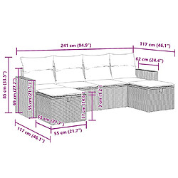 vidaXL Salon de jardin avec coussins 6 pcs beige résine tressée pas cher