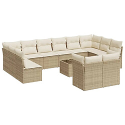 Maison Chic Salon de jardin avec coussins 13 pcs | Ensemble de Table et chaises | Mobilier d'Extérieur beige résine tressée -GKD36933