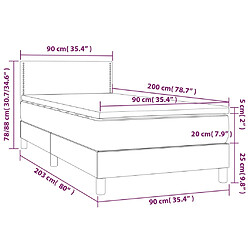 vidaXL Sommier à lattes de lit avec matelas Gris clair 90x200 cm Tissu pas cher