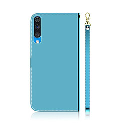 Avis Wewoo Housse Coque Etui à rabat horizontal en surface imitation miroir pour Galaxy A50 avec porte-cartes et emplacements cartes ainsi que portefeuille et lanière bleu