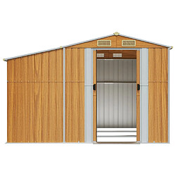 Avis Helloshop26 Abri de jardin cabane cabanon maison de stockage remise extérieur hangar outils robuste clair 277 x 279 x 179 cm acier galvanisé marron 02_0022313