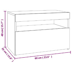 vidaXL Meuble TV avec lumières LED chêne sonoma 60x35x40 cm pas cher