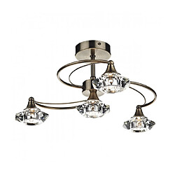 Luminaire Center Plafonnier Luther laiton vieilli et cristal 4 ampoules