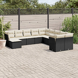 Maison Chic Salon de jardin 11 pcs avec coussins | Ensemble de Table et chaises | Mobilier d'Extérieur noir résine tressée -GKD72670