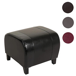 Mendler Tabouret pouf cuir EMMEN, 39x45x47cm ~ noir 