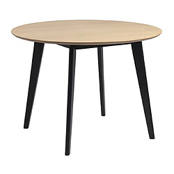 Mes Table à manger ronde 105 cm décor chêne et noir - SELDA