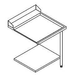 Table Entrée et Sortie en Angle Lave-Vaisselle à Capot Paniers 600 x 500 - Accrochage Droite - L 700 mm - Elettrobar