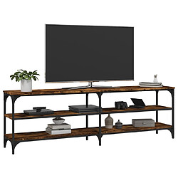 Avis vidaXL Meuble TV chêne fumé 160x30x50 cm bois d'ingénierie