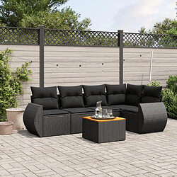 Maison Chic Salon de jardin 6 pcs avec coussins | Ensemble de Table et chaises | Mobilier d'Extérieur noir résine tressée -GKD81318