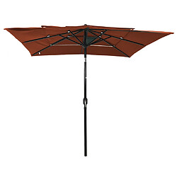 ComfortXL Parasol à 3 Niveaux Avec Mât En Aluminium Terre Cuite 2,5x2,5 M