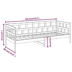 vidaXL Lit de jour sans matelas gris bois de pin massif 90x190 cm pas cher