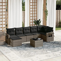 Maison Chic Ensemble Tables et chaises d'extérieur 8 pcs avec coussins,Salon de jardin gris résine tressée -GKD126155