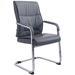 Decoshop26 Fauteuil de bureau sans roulettes chaise visiteur sans roulettes jusqu'à 260kg en PVC gris 10_0002773