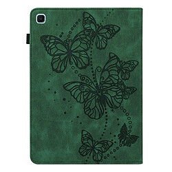 Etui en PU motif de papillons avec porte-carte vert pour votre Samsung Galaxy Tab S6 Lite