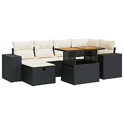 vidaXL Salon de jardin avec coussins 8 pcs noir résine tressée acacia