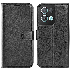 Etui en PU texture litchi, anti-écaillage avec support pour votre Oppo Reno8 Pro + 5G/Reno8 Pro 5G (Global Version) - noir