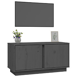 Avis vidaXL Meuble TV Gris 80x35x40,5 cm Bois de pin massif