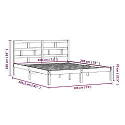 vidaXL Cadre de lit sans matelas noir bois massif pas cher